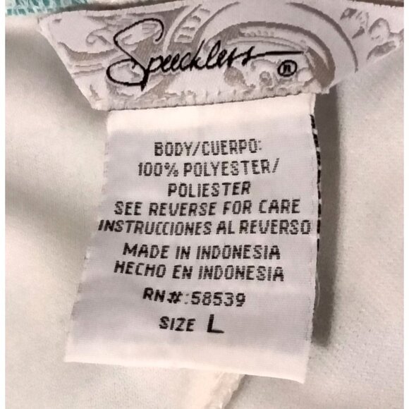 Specklers Womens Tropical Floral Sundress White Teal Cross-Strap Size Large Summ - Picture 7 of 8